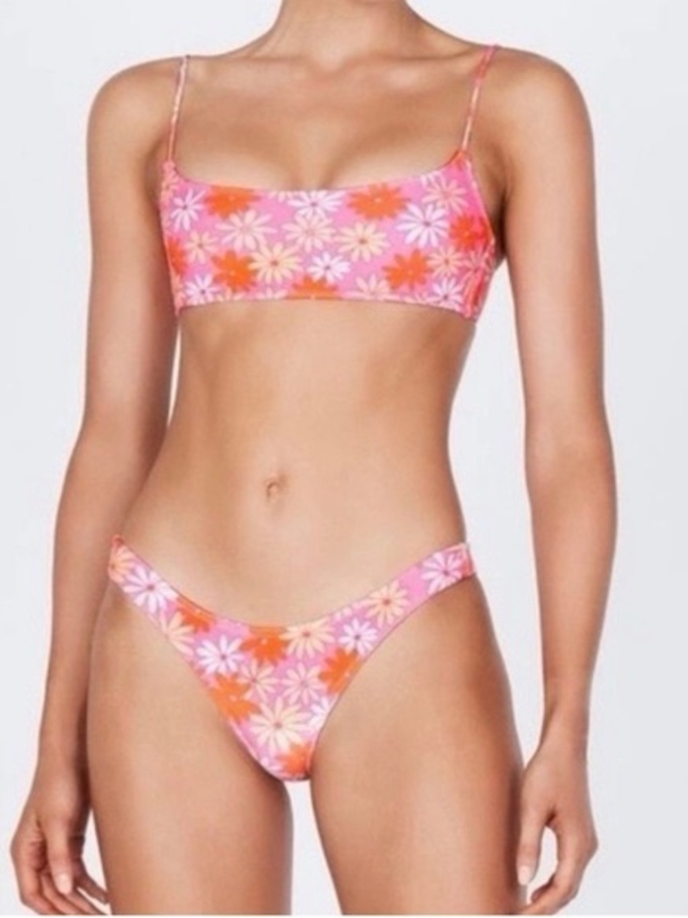 Triangl Mica Slushie Pink & Orange Floral Bikini Set NWT Size S